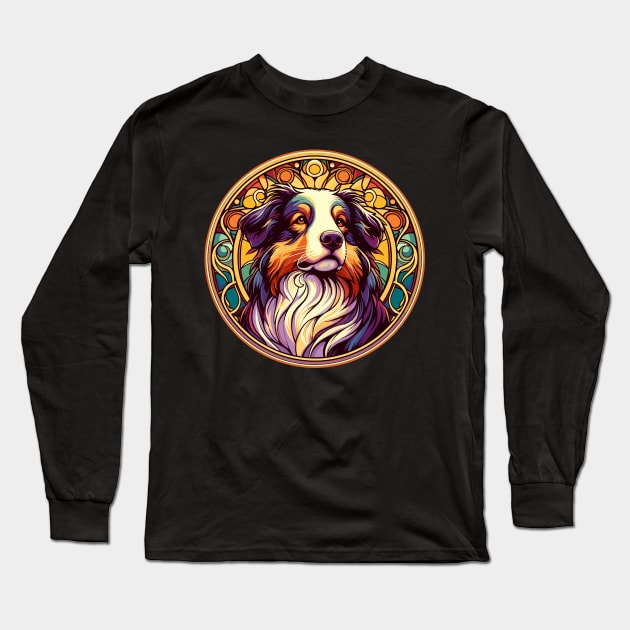 Australian Shepherd - Art Nouveau - Aussie Dog Style Long Sleeve T-Shirt by RCDBerlin